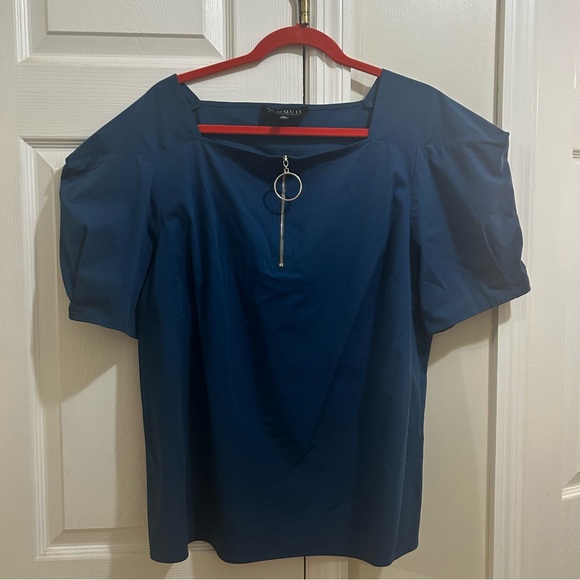 Eloquii Navy Blue Blouse with Zipper Accent Size 16 - Picture 1 of 6